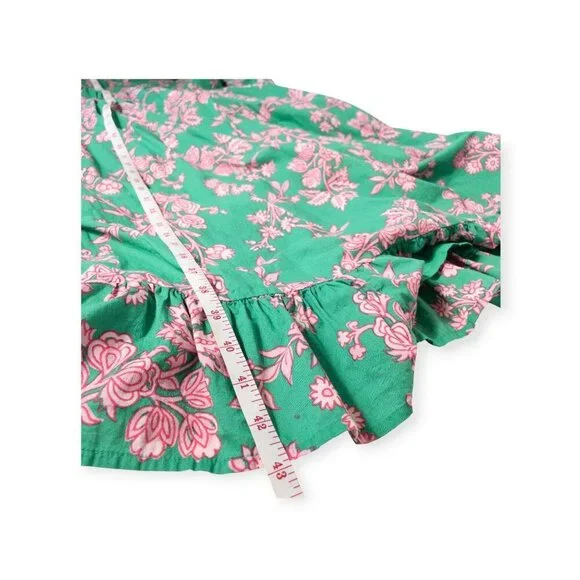 J.Crew Floral Puff Sleeve Smocked Cotton Midi Dress SZ S Green Boho Cottage Core - Picture 8 of 9